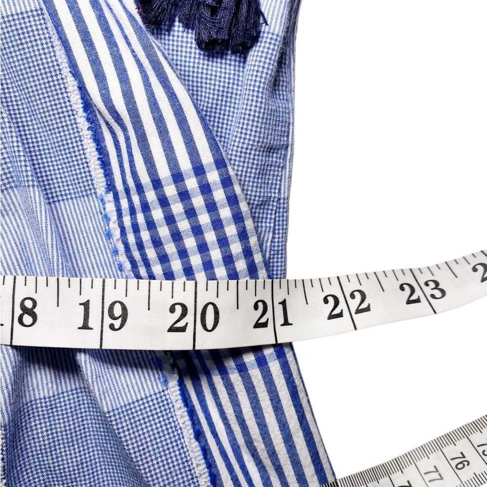 Maeve Blue and White Plaid Patchwork Mini Dress - Picture 13 of 16